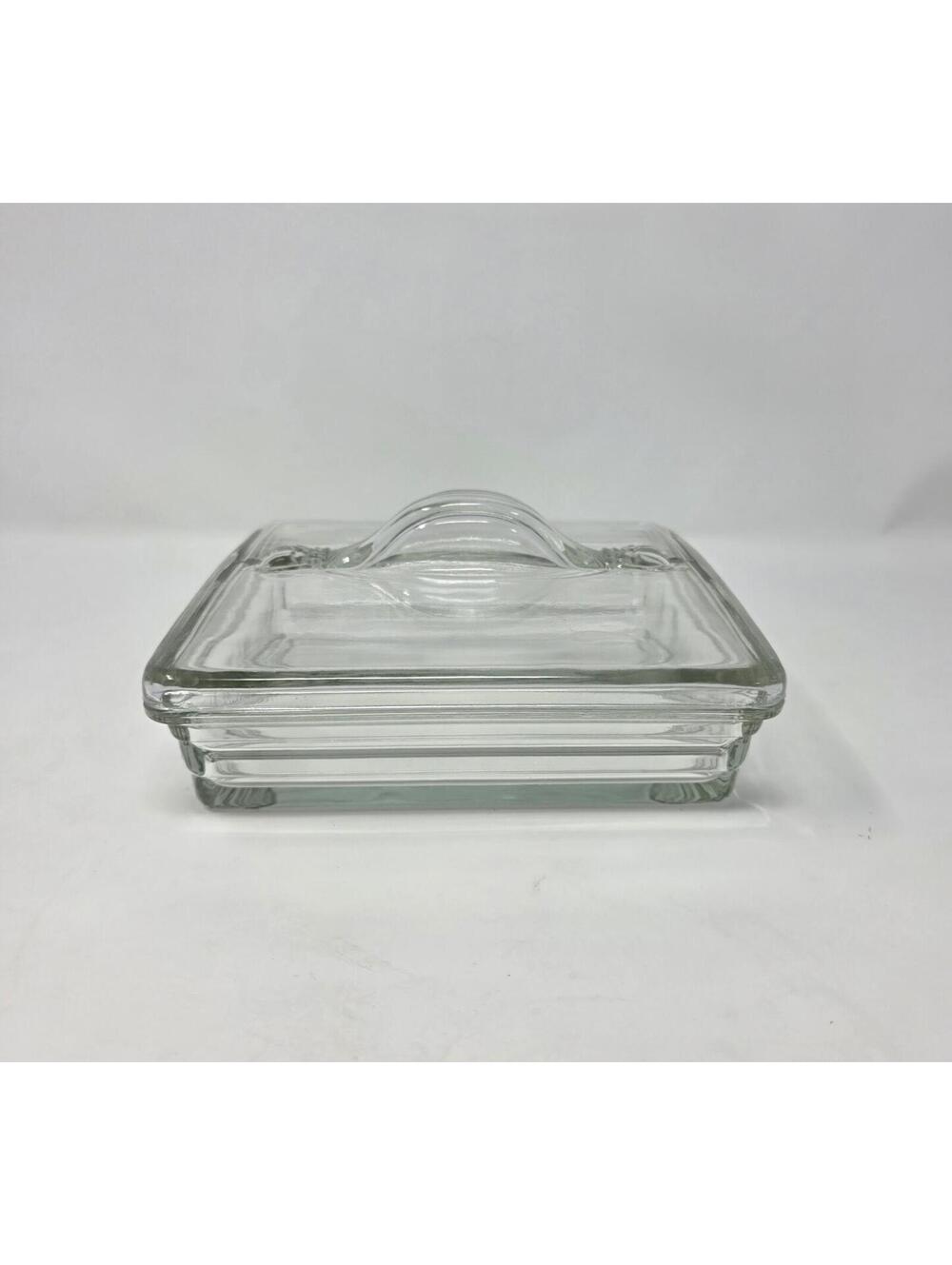 Vintage Dutch Masters Glass Humidor Box with Lid 7 Inch Square Dish